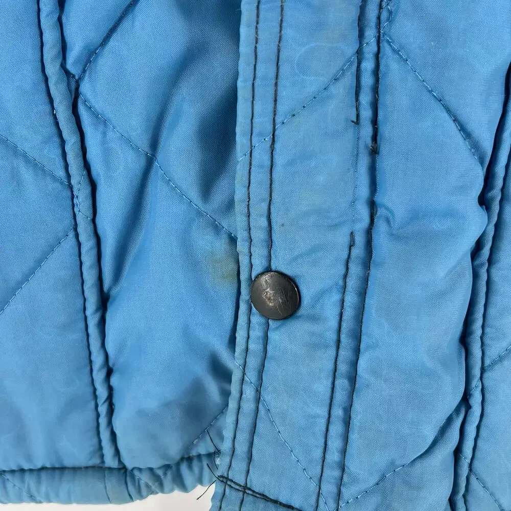 70s blue quilted nylon jacket 1970s vintage